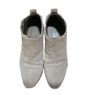 Marc Fisher Womens Taupe Suede‎ Pointed Toe Ankle Booties Size 7M Low Block Heel